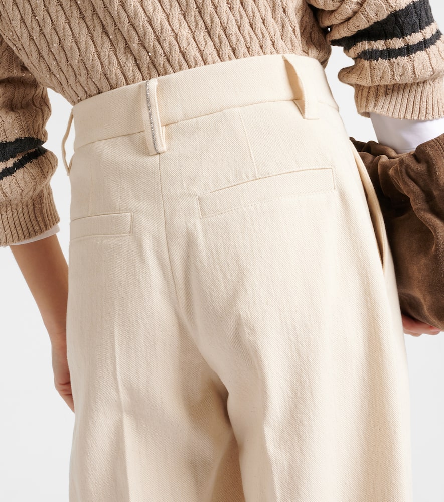 Gabardine high-rise straight pants