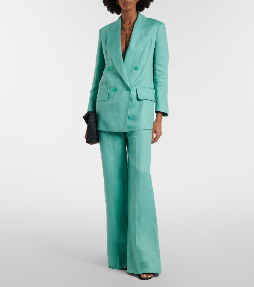 Olimpia double-breasted herringbone linen blazer