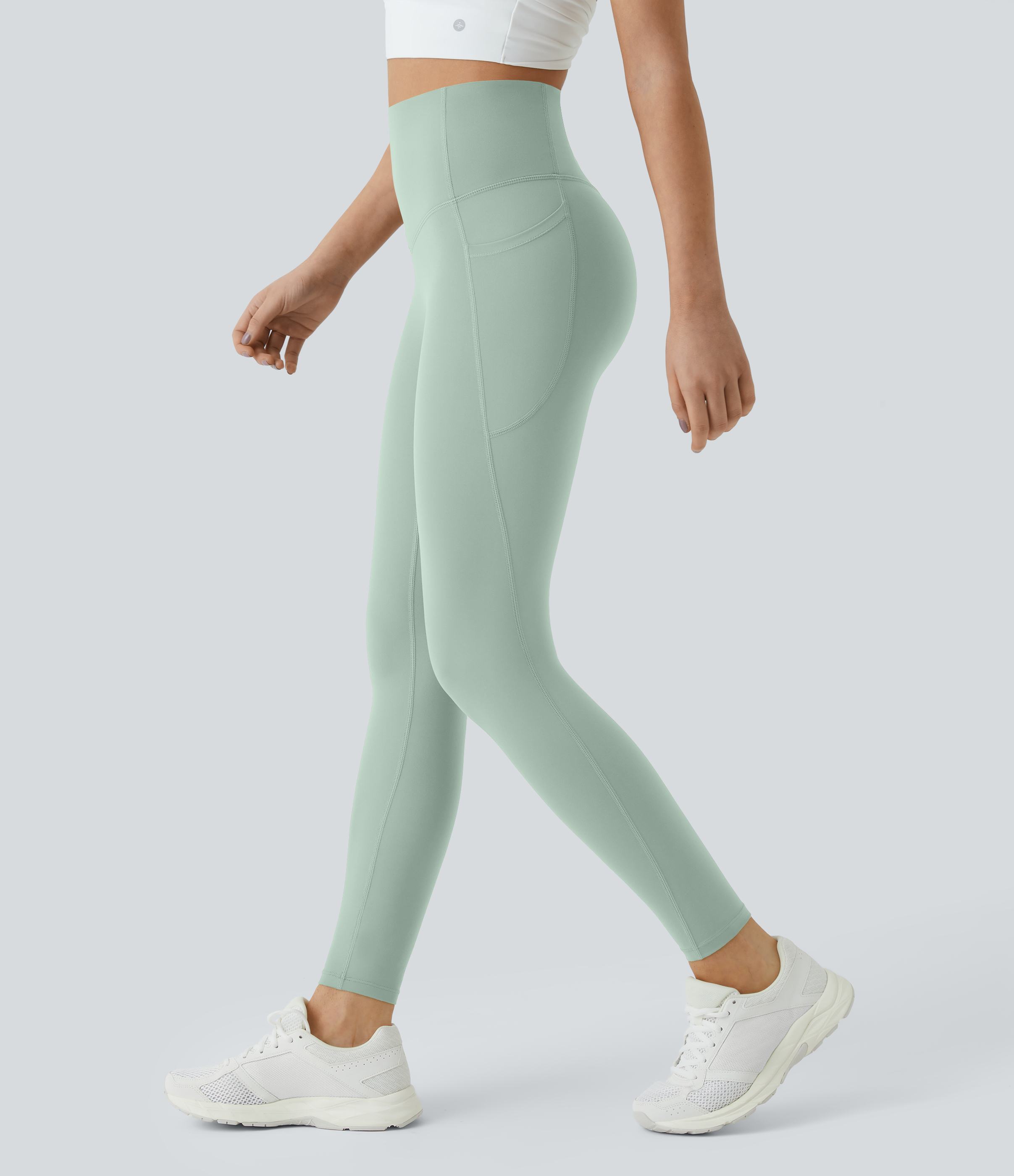 UltraSculpt™ SoCinched High Waisted Tummy Control Pocket Shaping Training Leggings  - Iceberg Green