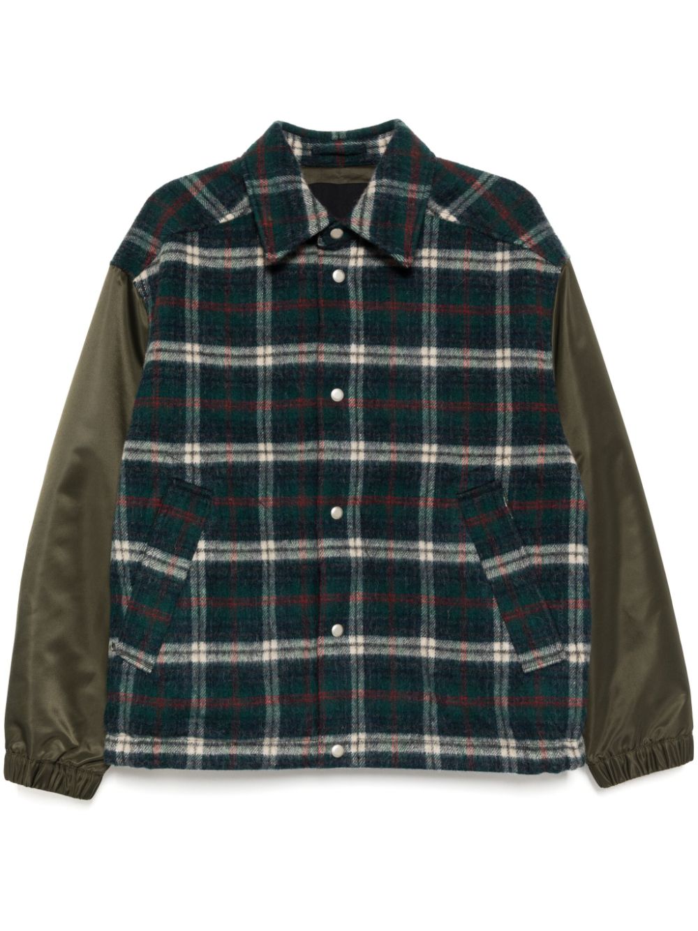 Splicing loose cotton-padded coat - Green