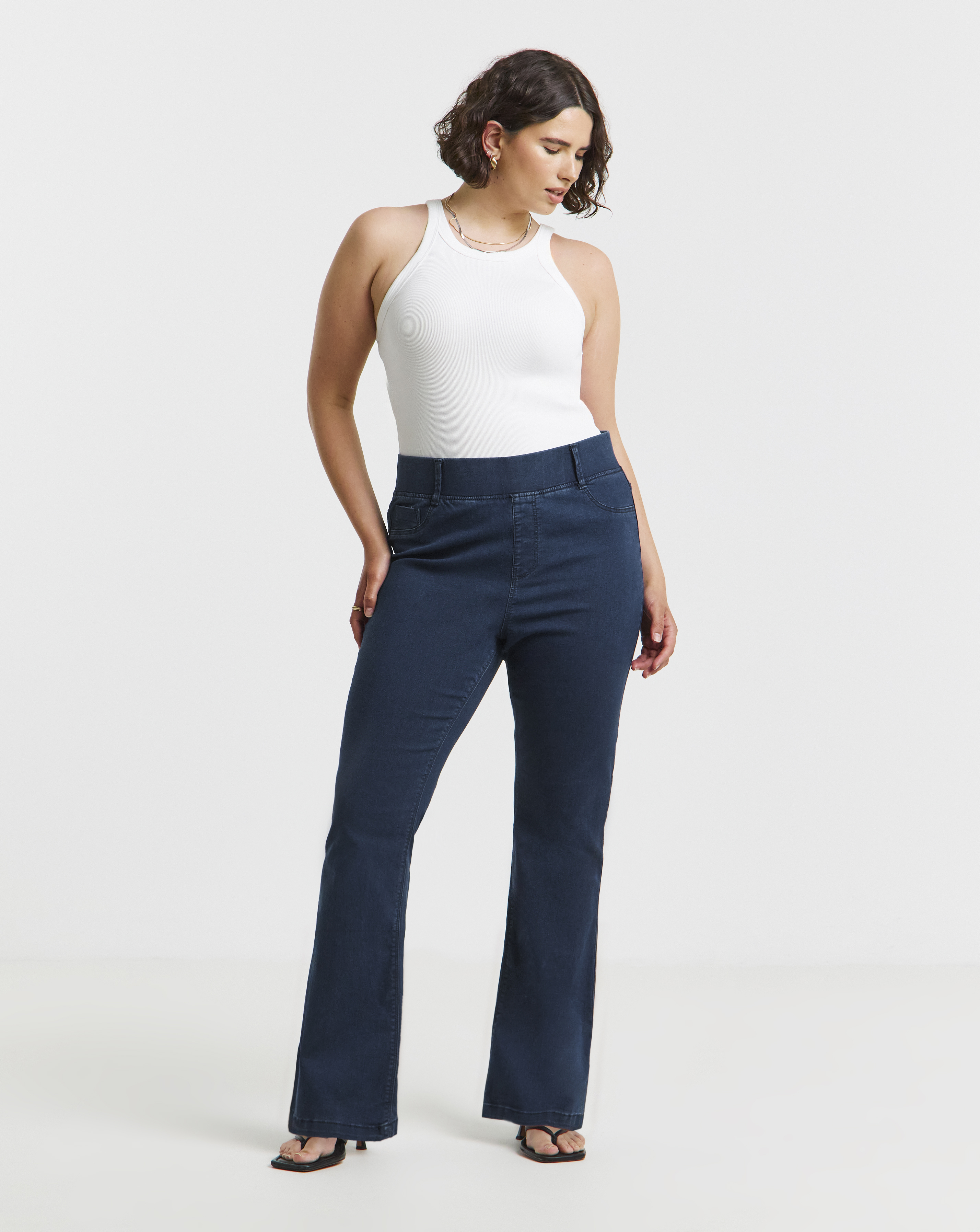 Simply Be Flared Pull On Jeggings - Blue
