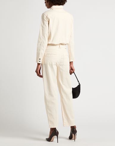 Woman Jumpsuit Beige Size 8 Cotton, Elastane
