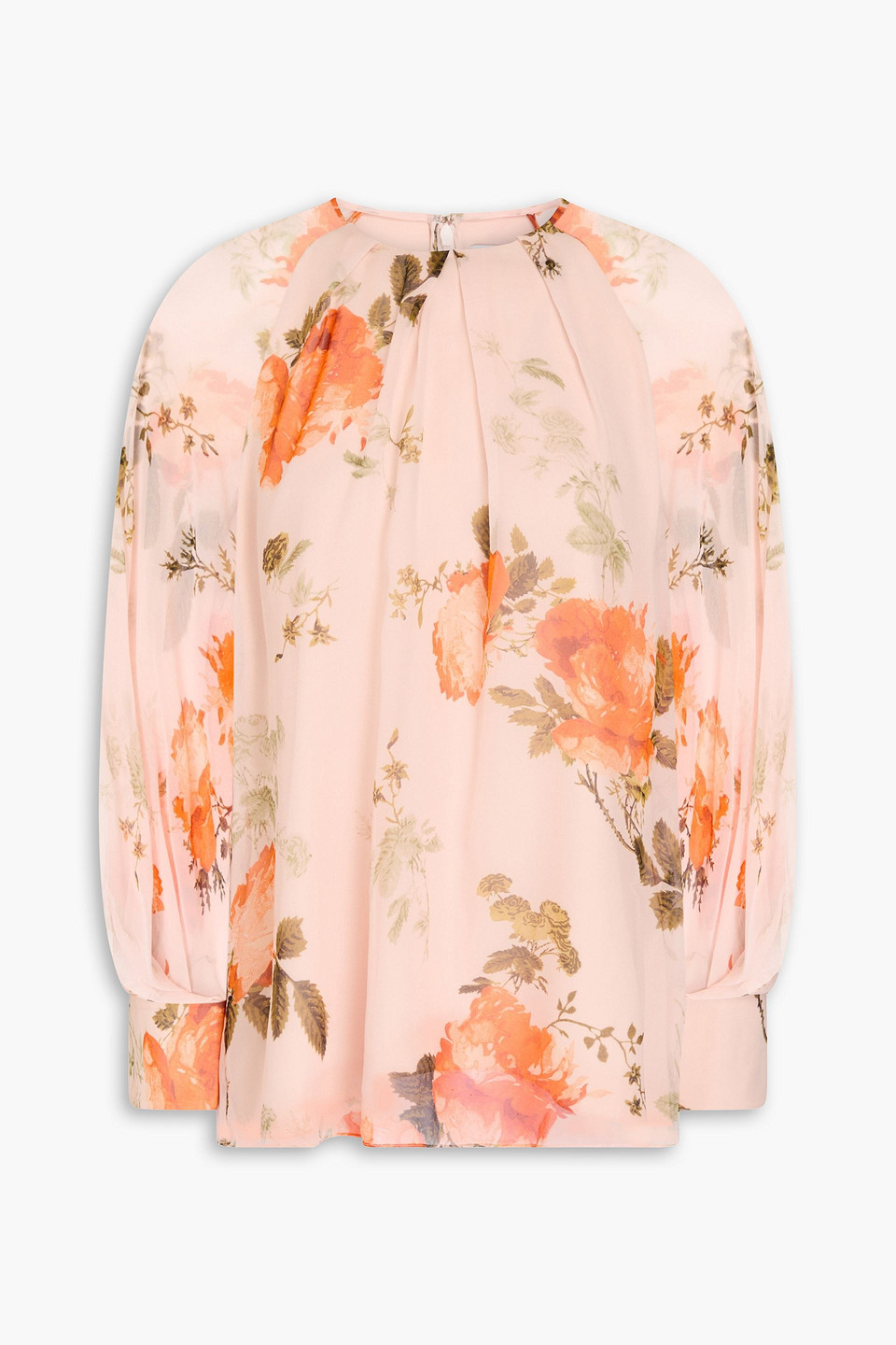 Erdem - Pleated floral-print silk-chiffon blouse - Pink - UK 6
