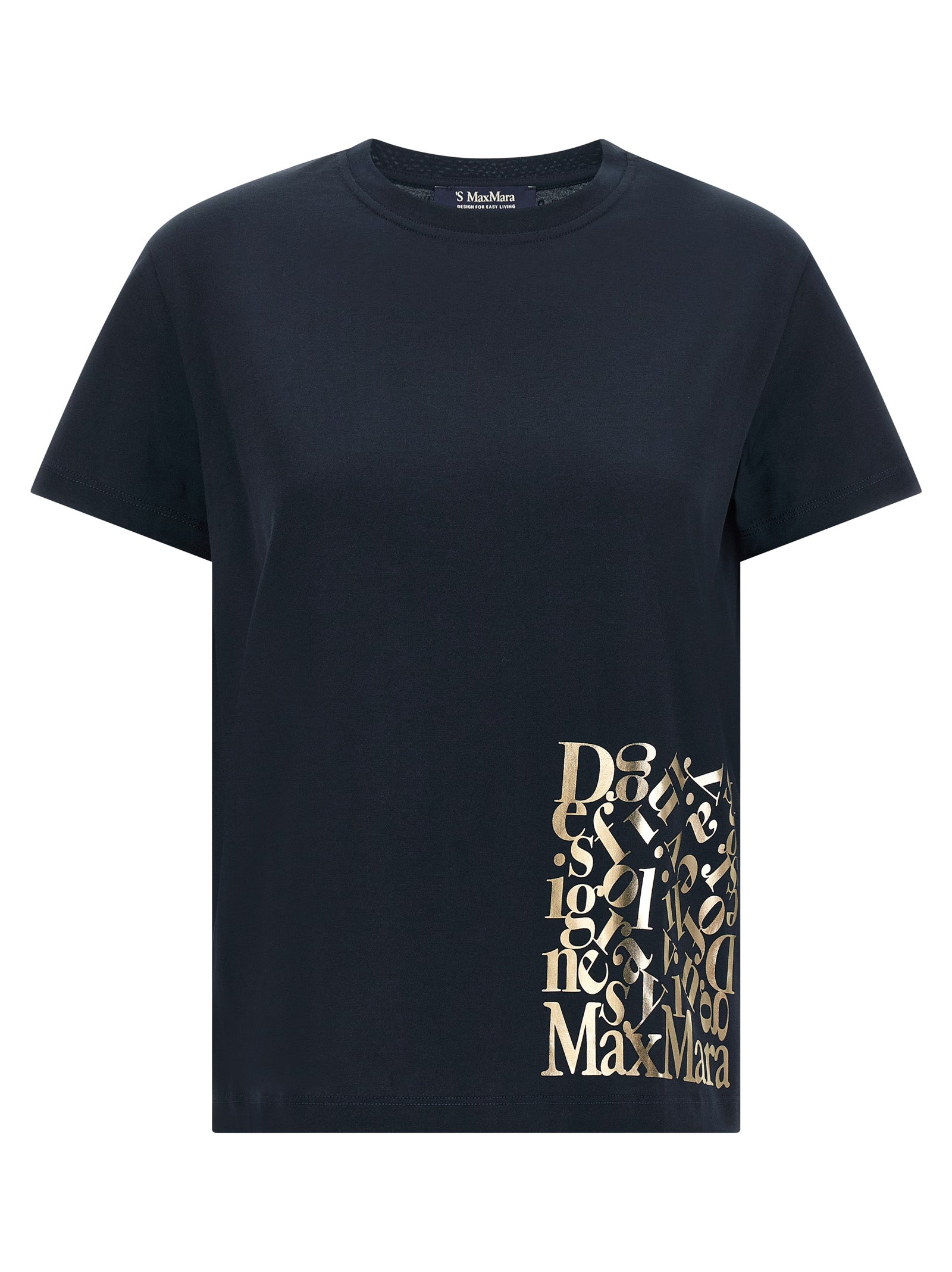 Metallic Logo Print T-Shirt — Navy