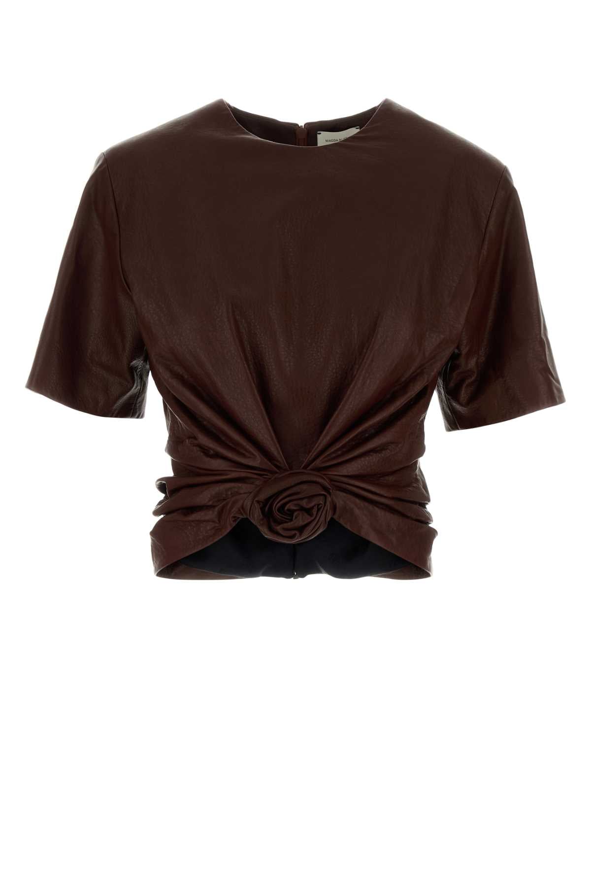 Leather Blouse — Brown