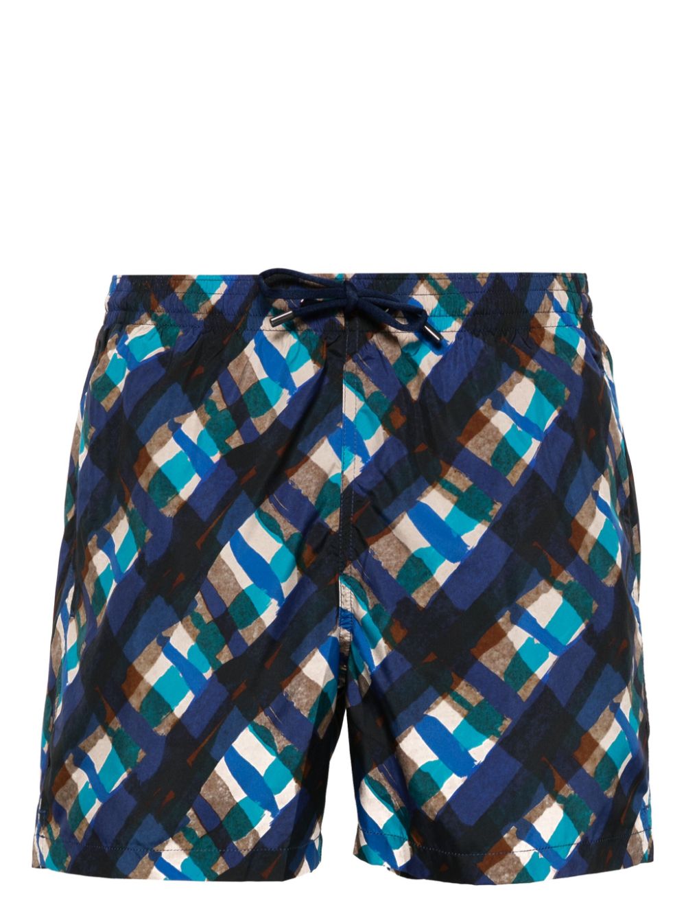 Abstract-pattern swim shorts - Blue