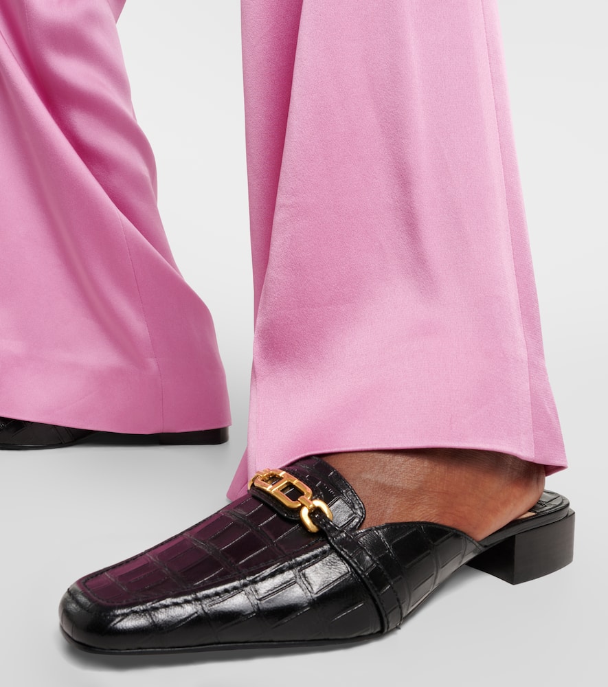 Whitney croc-effect leather slippers