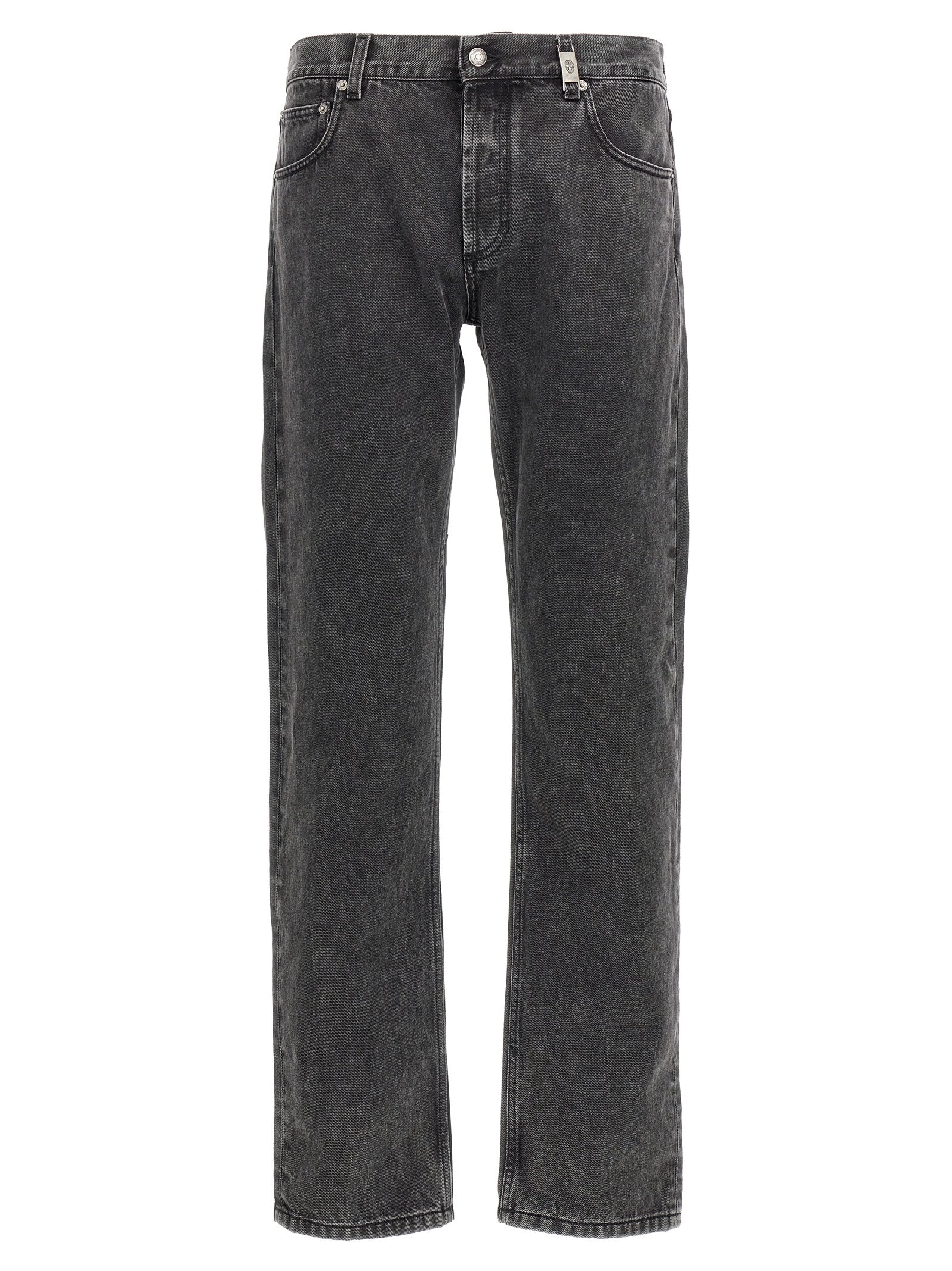 Straight-Leg Denim Jeans — Black