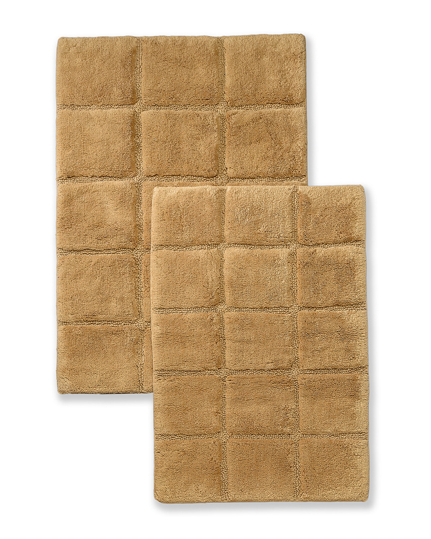 Superior Solid 2pc Checkered Non-Slip Cotton Bath Rug Set