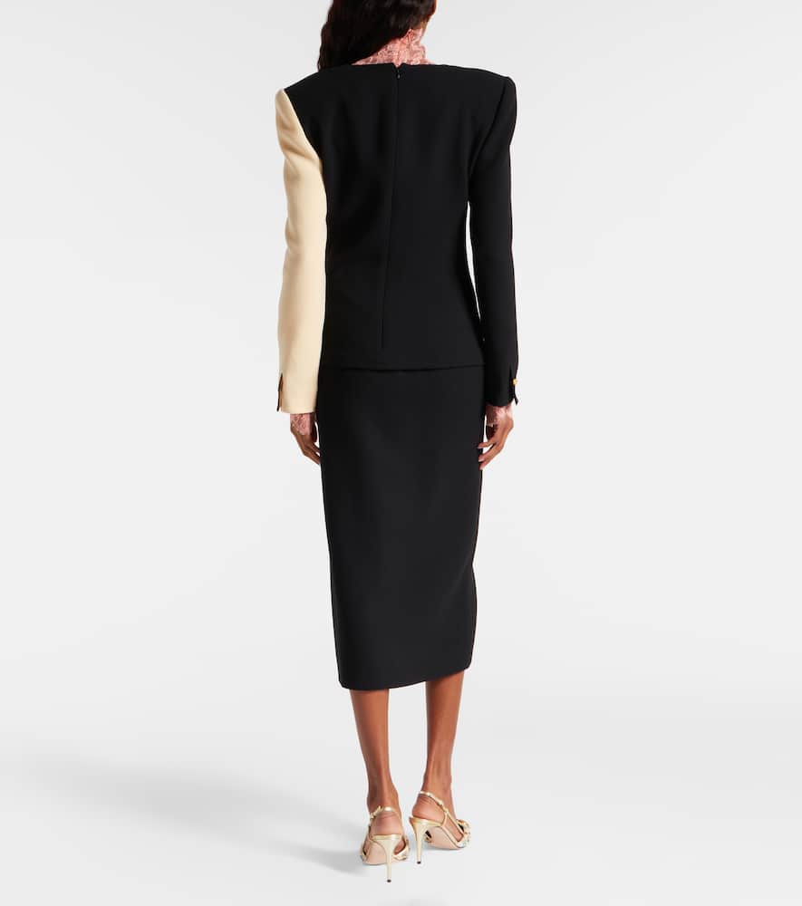 Silk-trimmed virgin wool midi dress