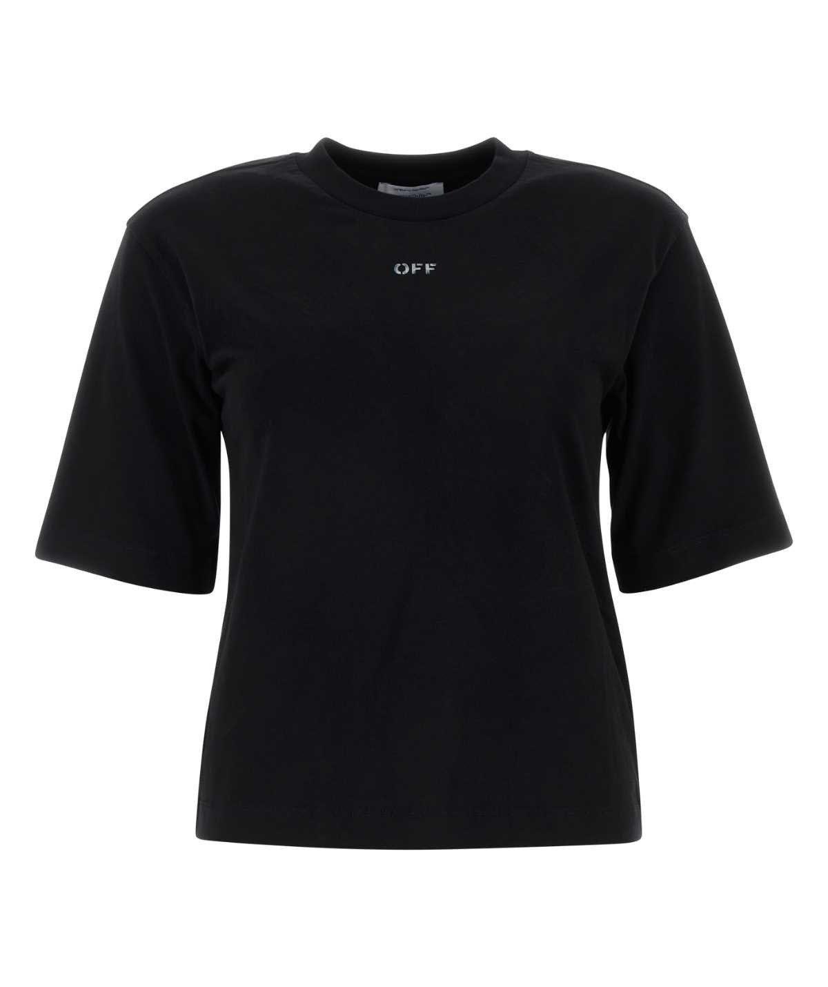 Arrows-embroidered cotton T-shirt - Black