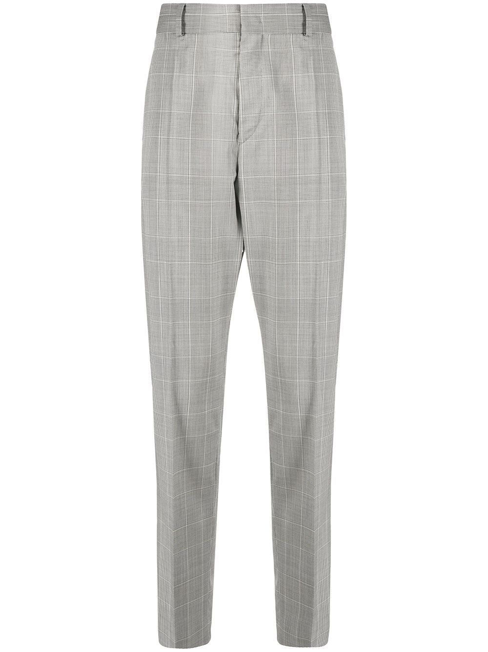 Check-print cotton tailored trousers - Grey