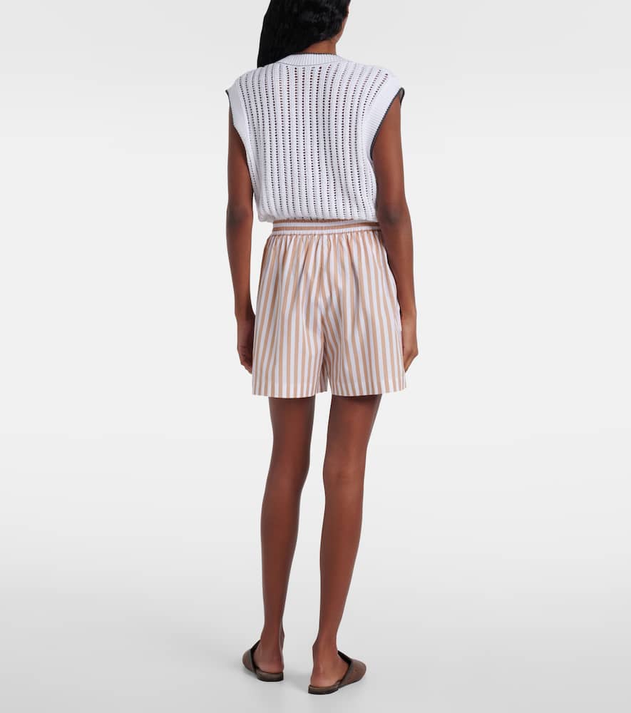 Striped cotton and silk Bermuda shorts