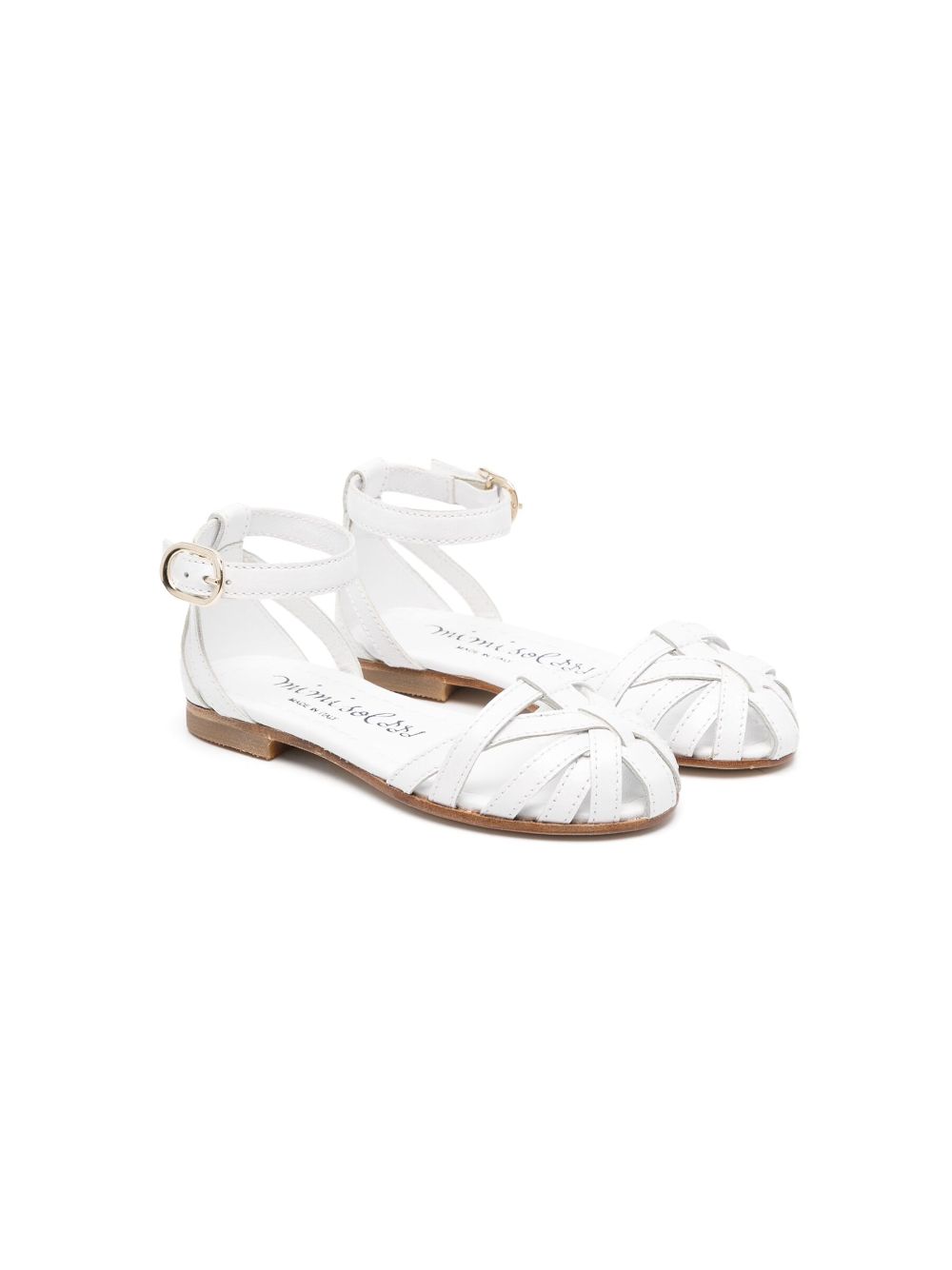 Ankle-strap leather sandals - White