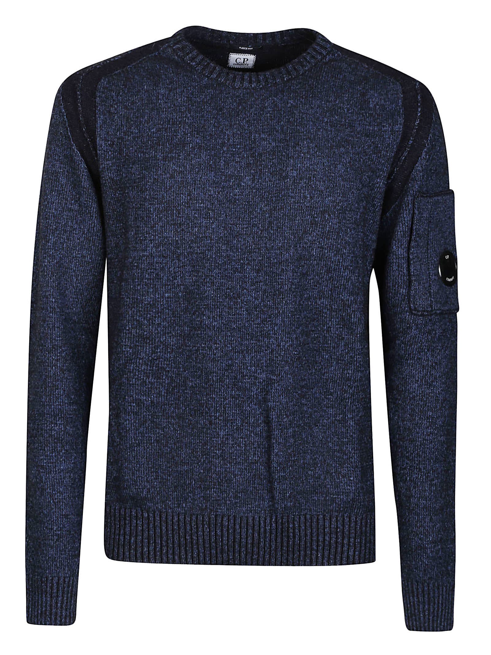 Lens-detail crew-neck jumper - Blue