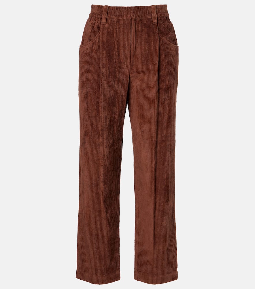 Cotton corduroy wide-leg pants