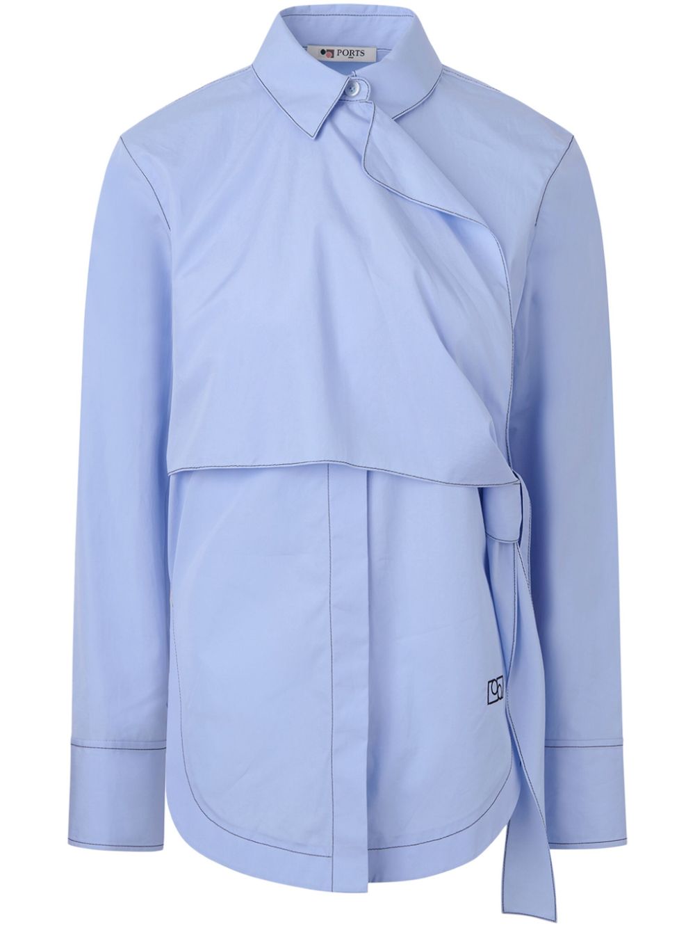 Side wrap cotton shirt - Blue