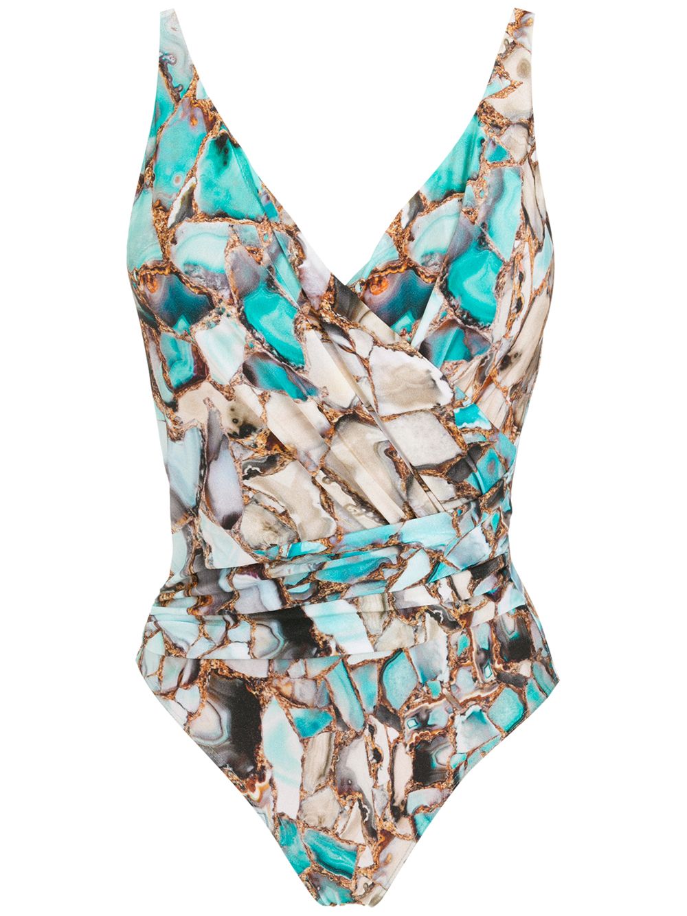 Maisa marble-print swimsuit - Blue