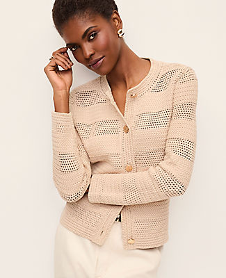 Ann Taylor Mixed Stitch Sweater Jacket