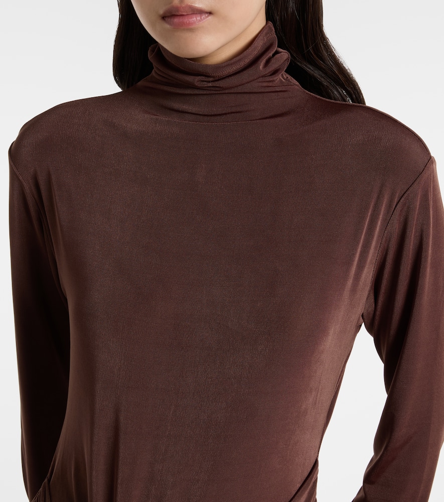Gathered turtleneck maxi dress