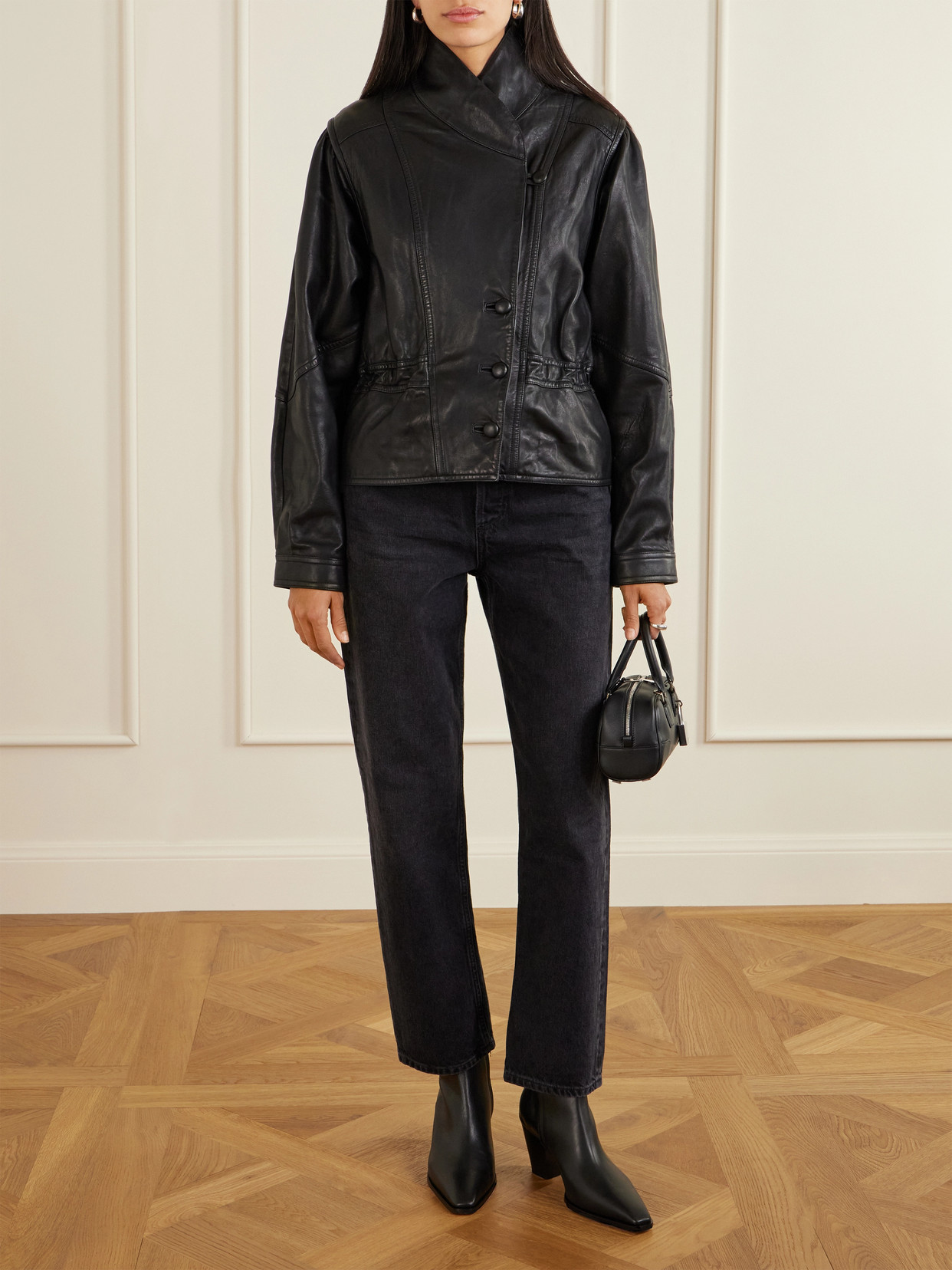 Leather Biker Jacket - Black