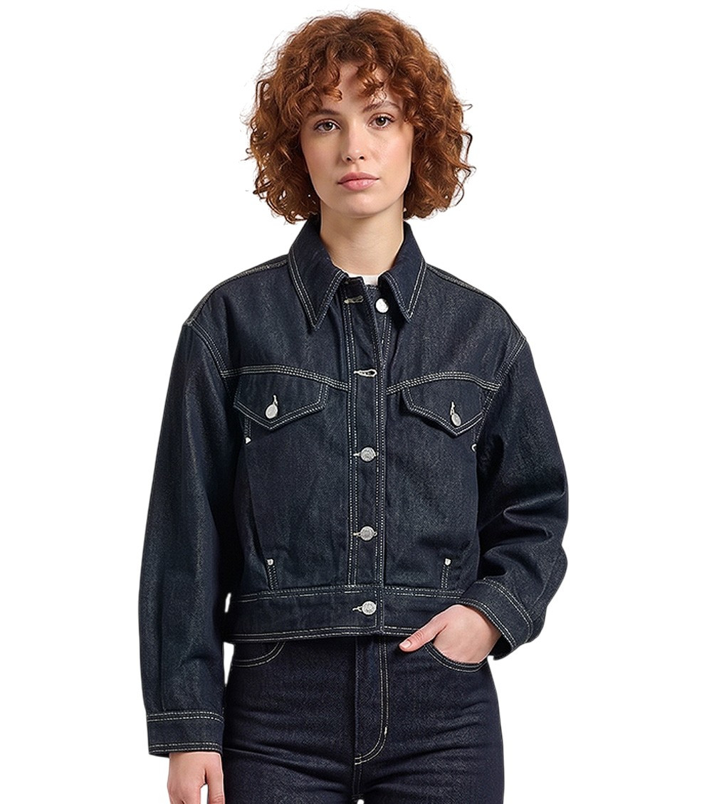 Blue Solid Shirt Collar Jacket