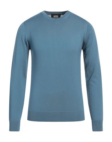 Alpha Studio Man Sweater Slate blue Size 44 Merino Wool