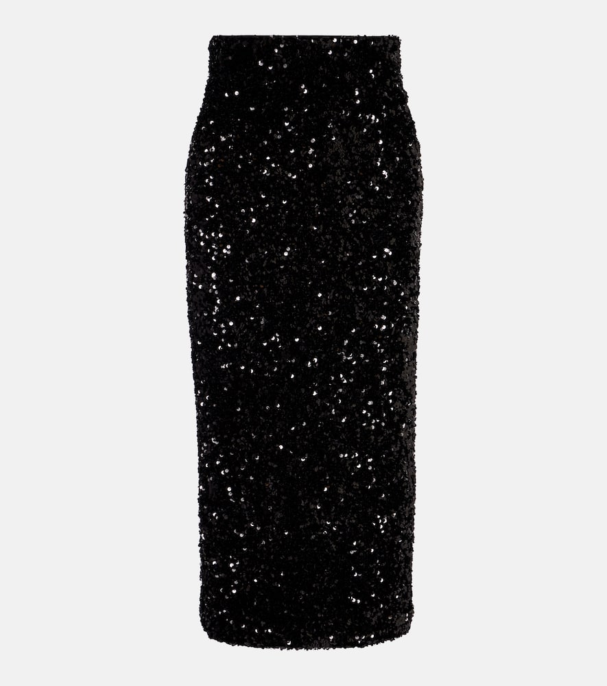 Sequined velvet midi skirt