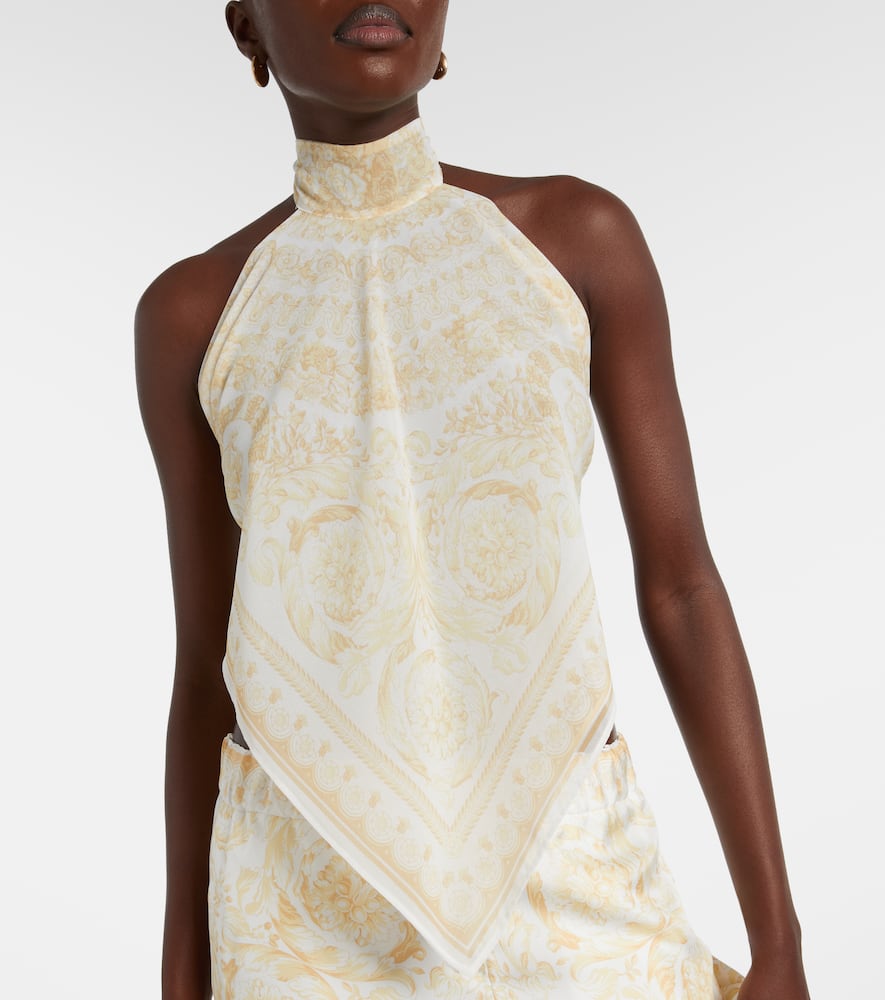 Printed halterneck georgette top