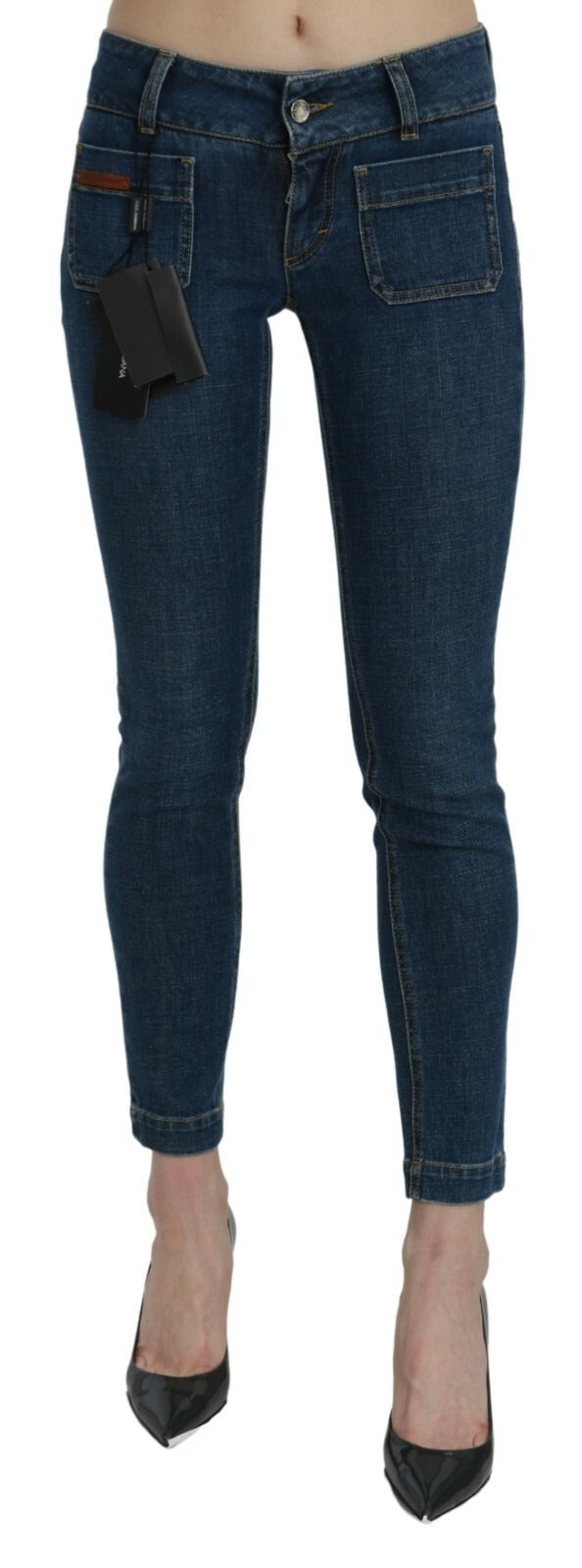 Slim-Fit Cropped Denim Jeans — Blue