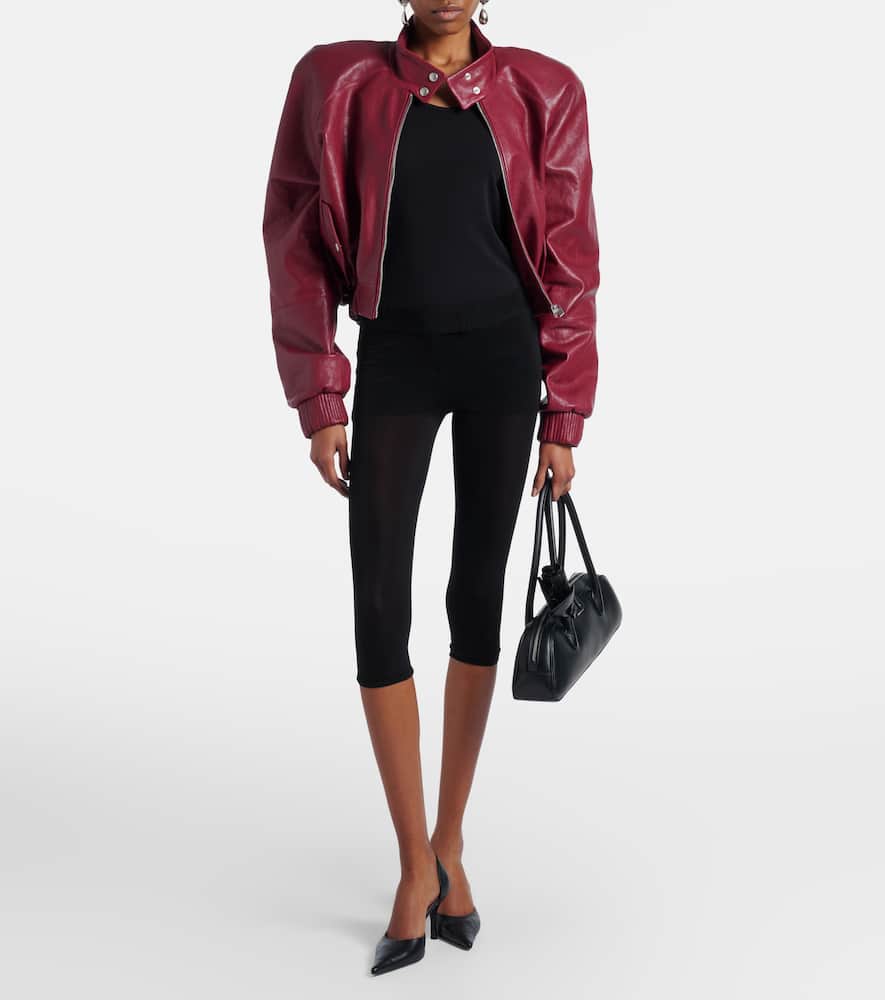 Cropped leather jacket