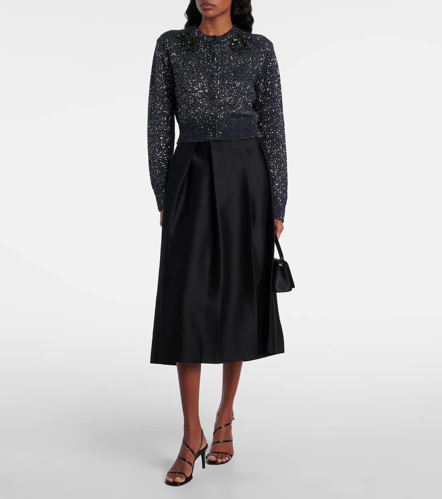 Embellished cropped alpaca-blend cardigan