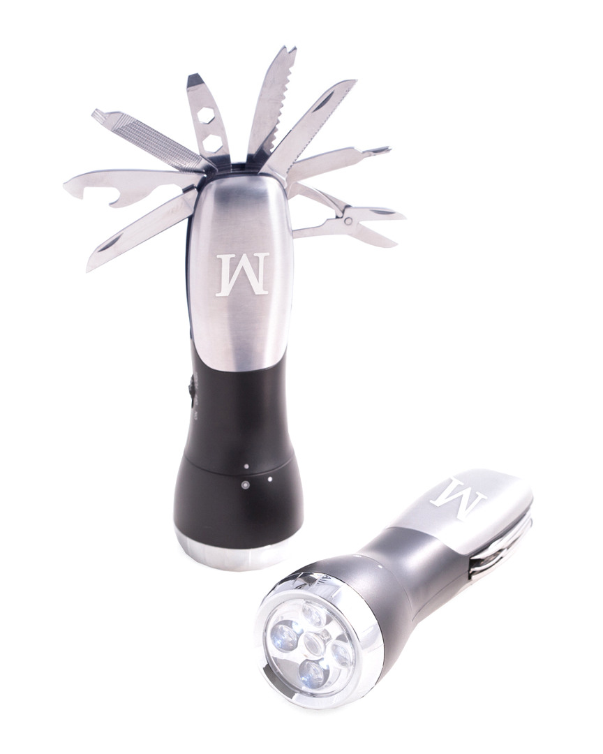 Monogrammed Multifunctional Brushed Stainless Steel Flash Light (A-Z)