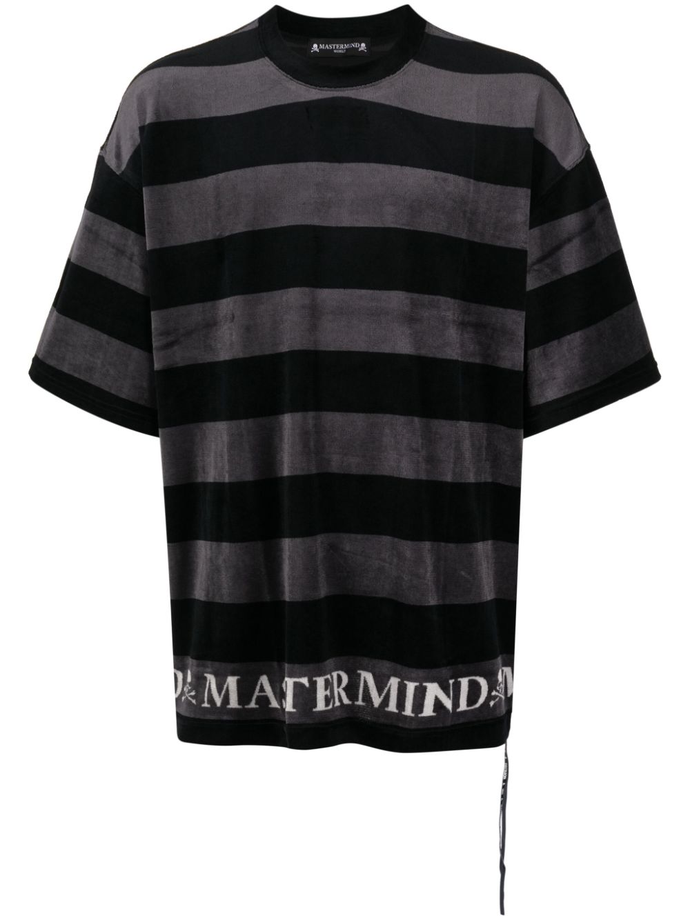 Logo-print towelling-finish T-shirt - Black