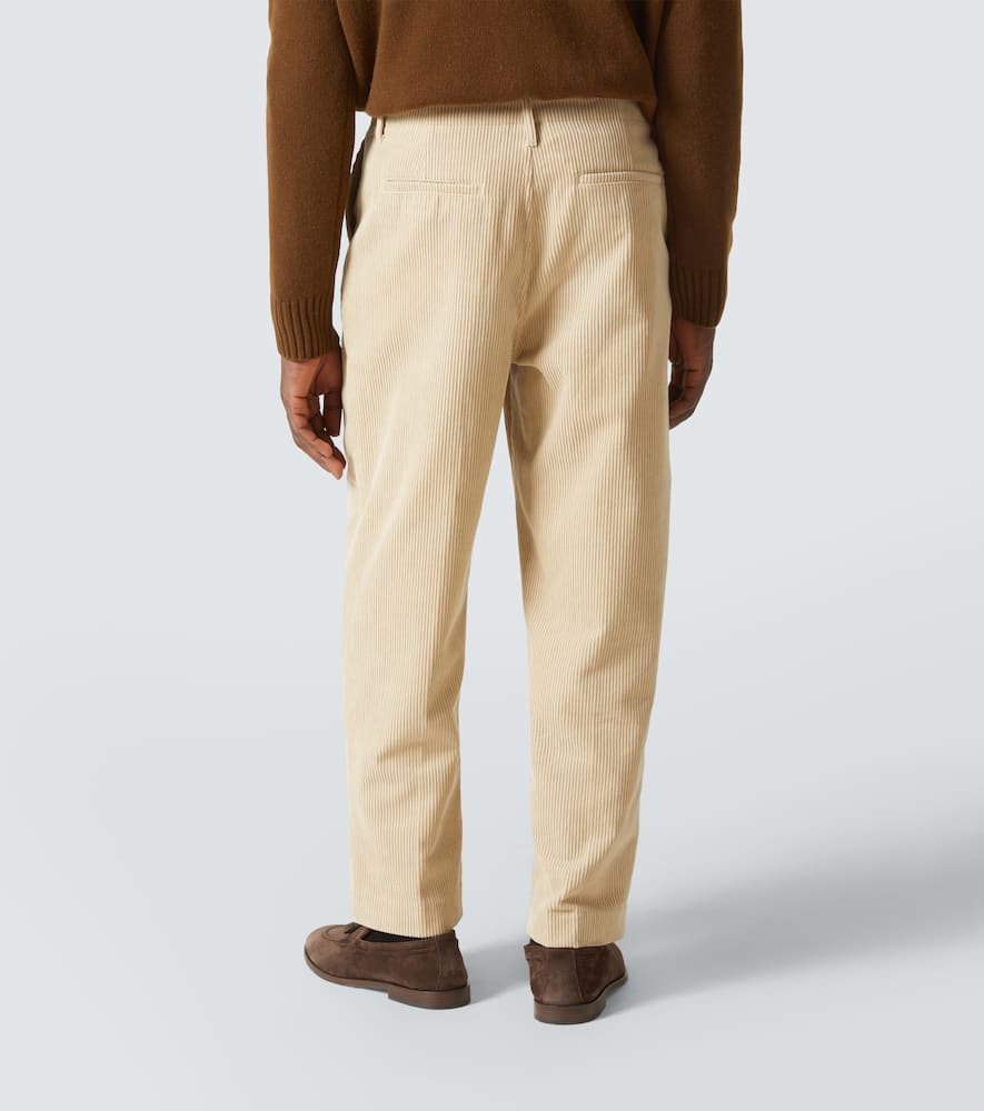 Pleated cotton straight pants