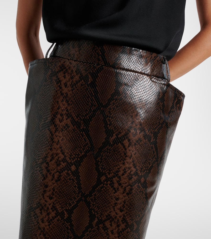 Snake-effect midi skirt