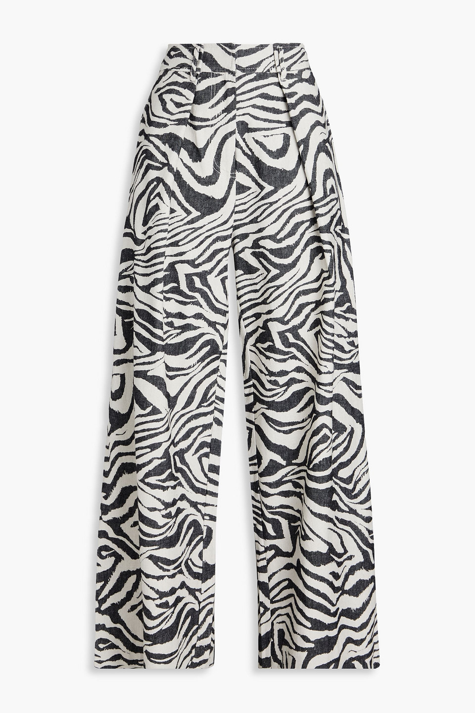 Cai pleated zebra-print jacquard wide-leg pants