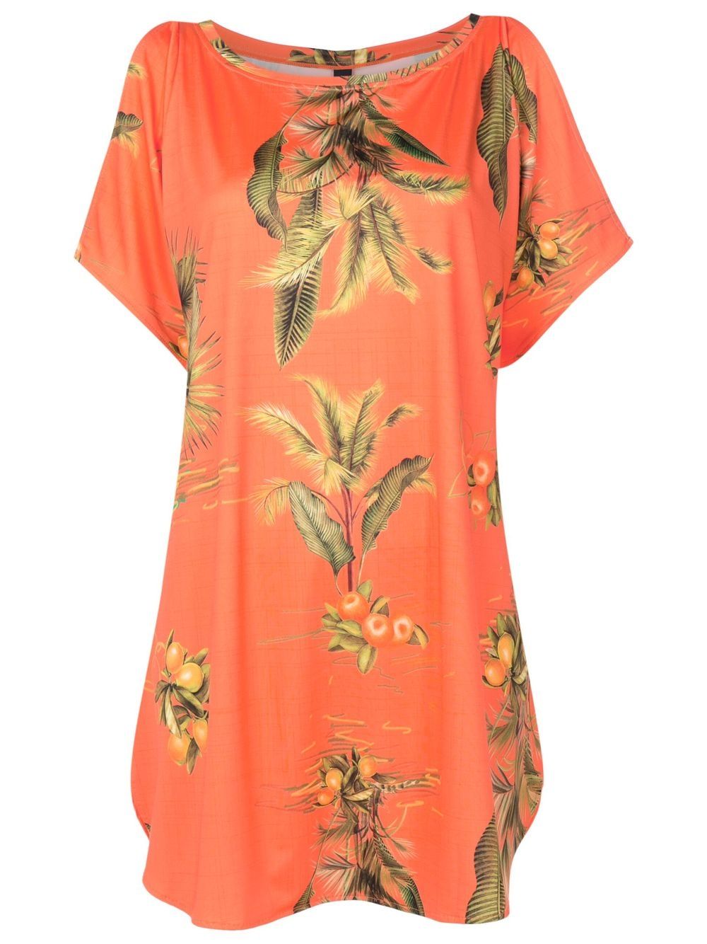 Floral-print cold-shoulder dress - Orange
