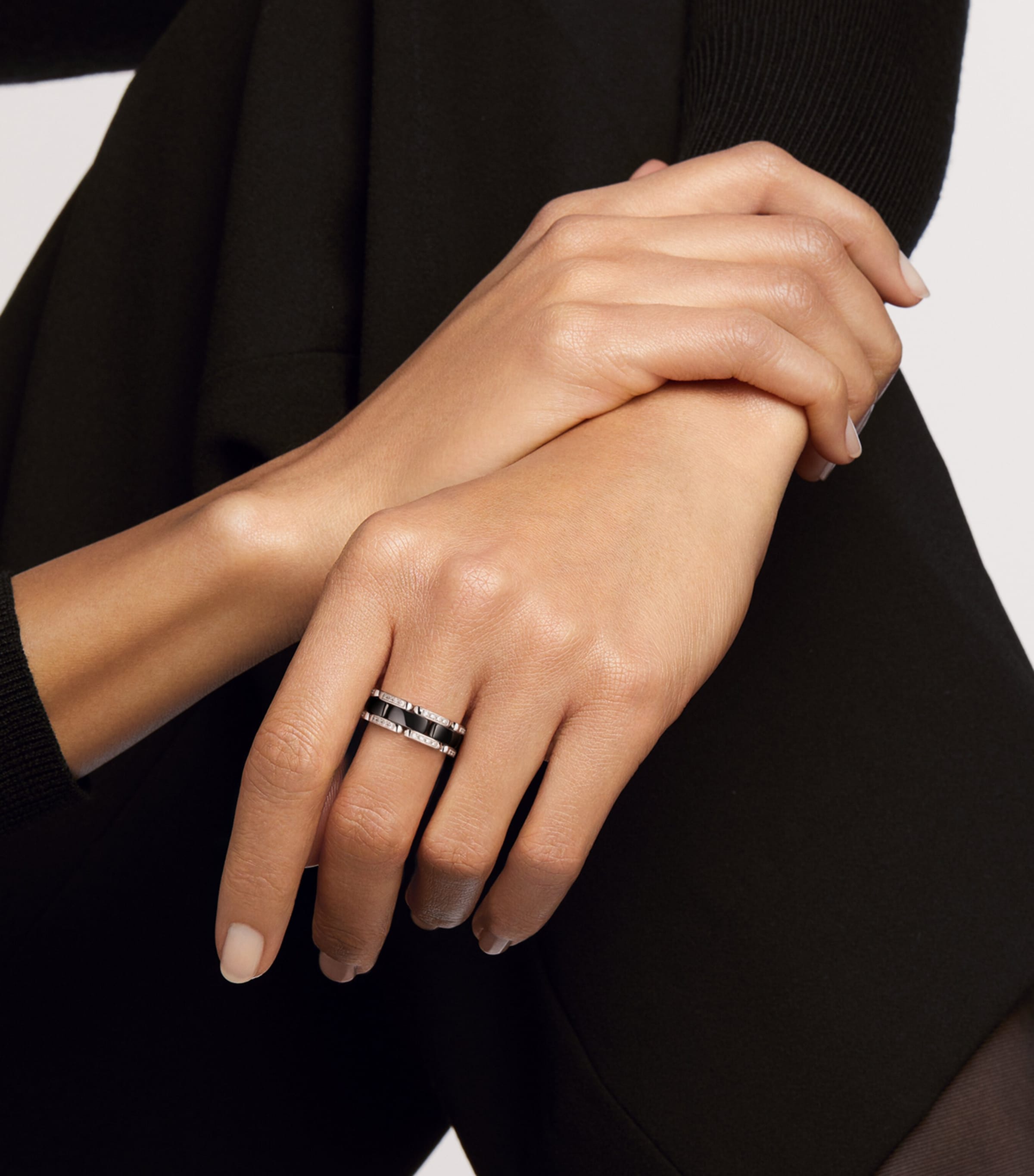 Medium White Gold, Diamond And Ceramic Flexible Ultra Ring