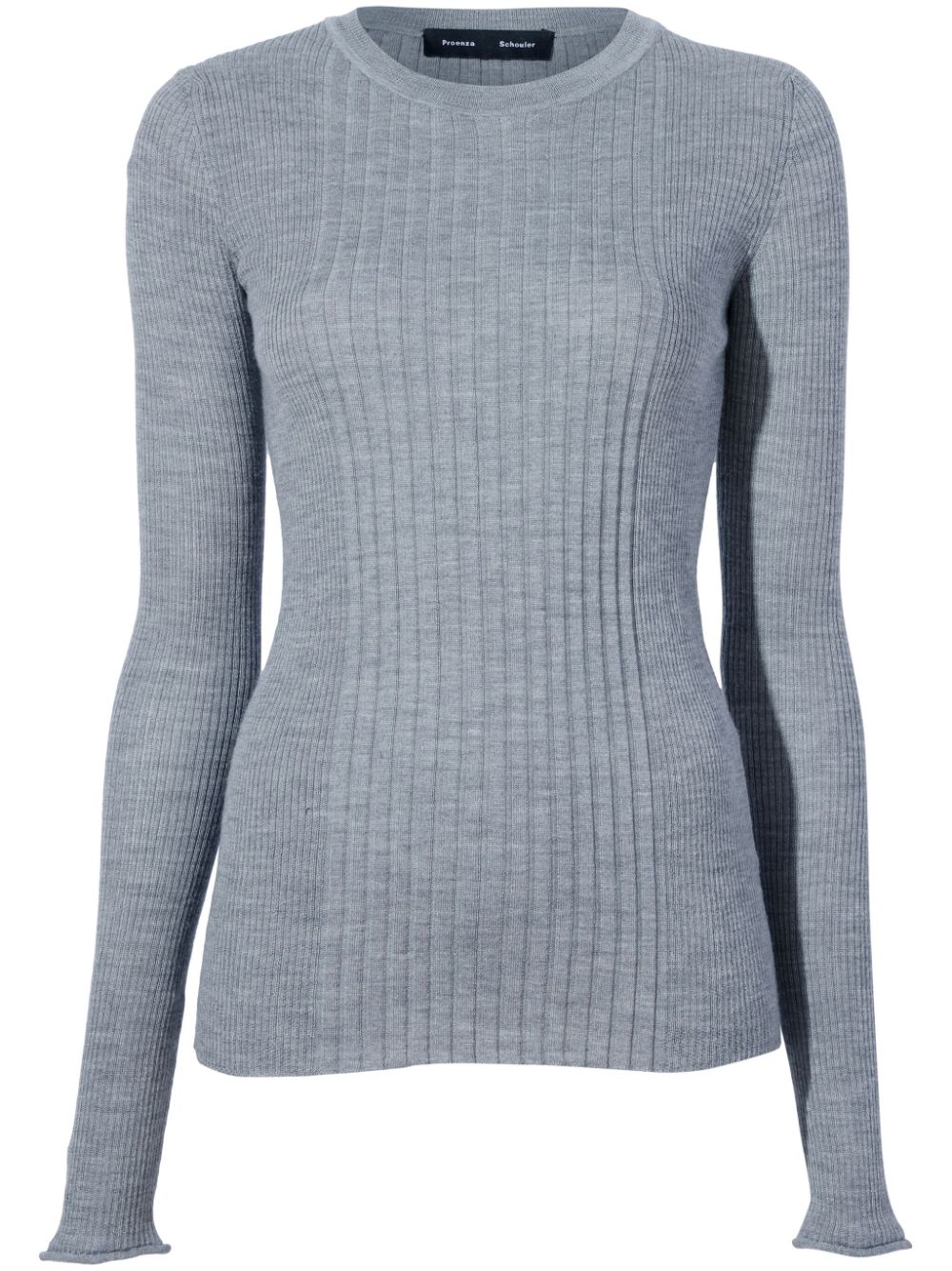 Ribbed-knit long-sleeve top - Grey