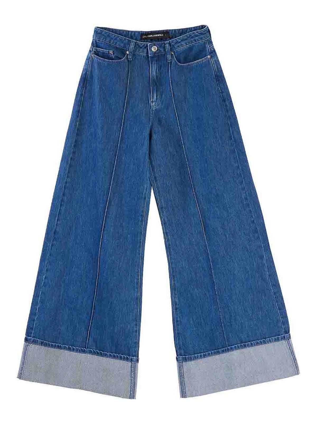 Folded Wide Leg Denim Pants