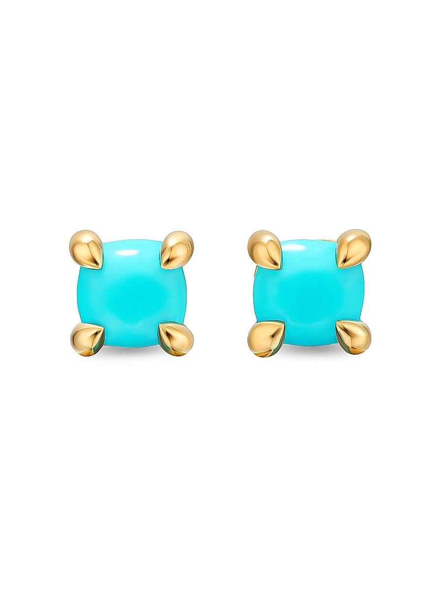 Women's Micro Chatelaine Stud Earrings in 18K Yellow Gold - Turquoise