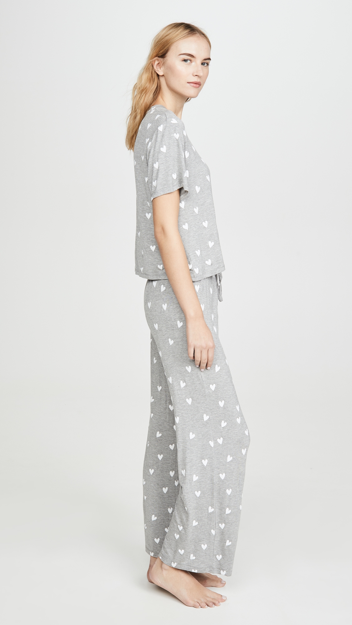 All American PJ Set Heather Grey Hearts