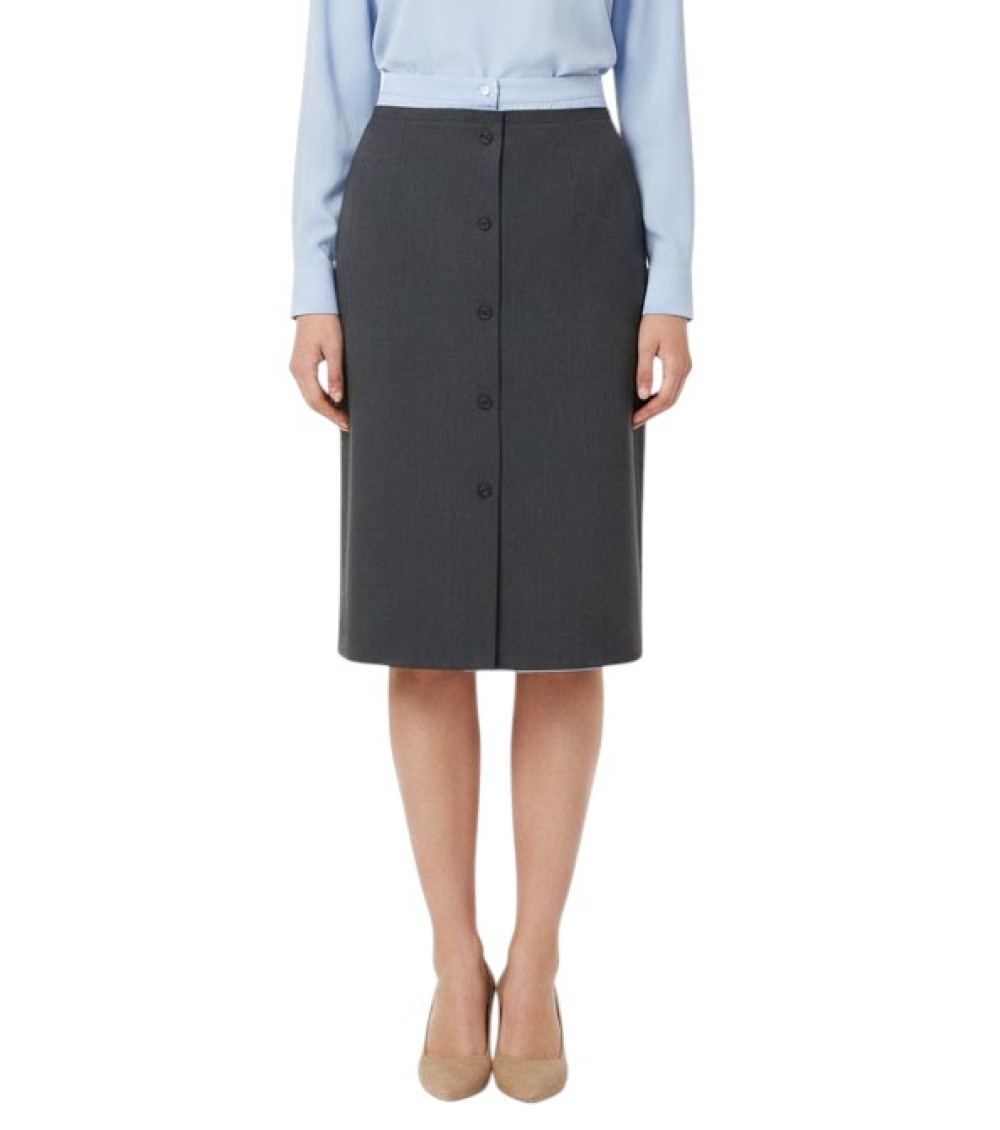Grey Solid Midi Skirt