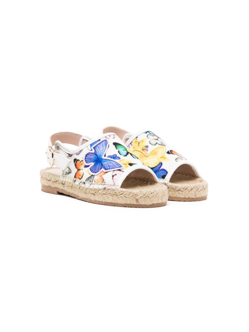 Butterfly-print open-toe sandals - White