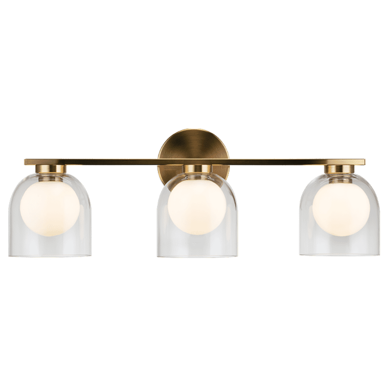 Aged Gold Brass Three Light Wall Sconce from the Derbishone Collection