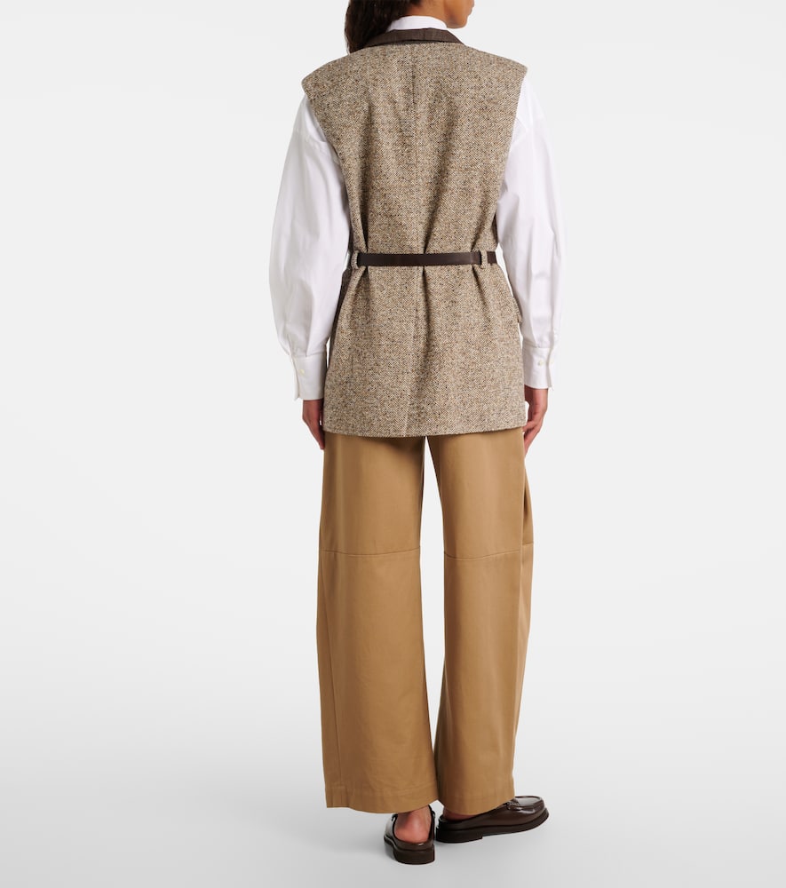 Belted wool and silk-blend vest