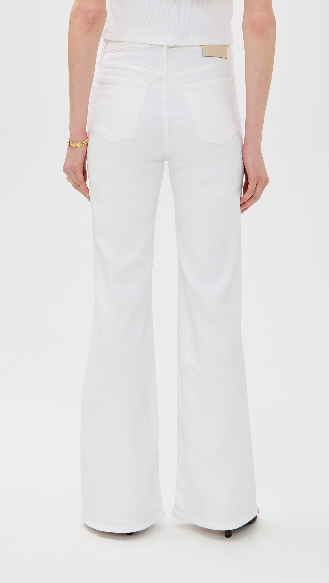 Kimberly Patch Pocket Flare Jeans Soft White