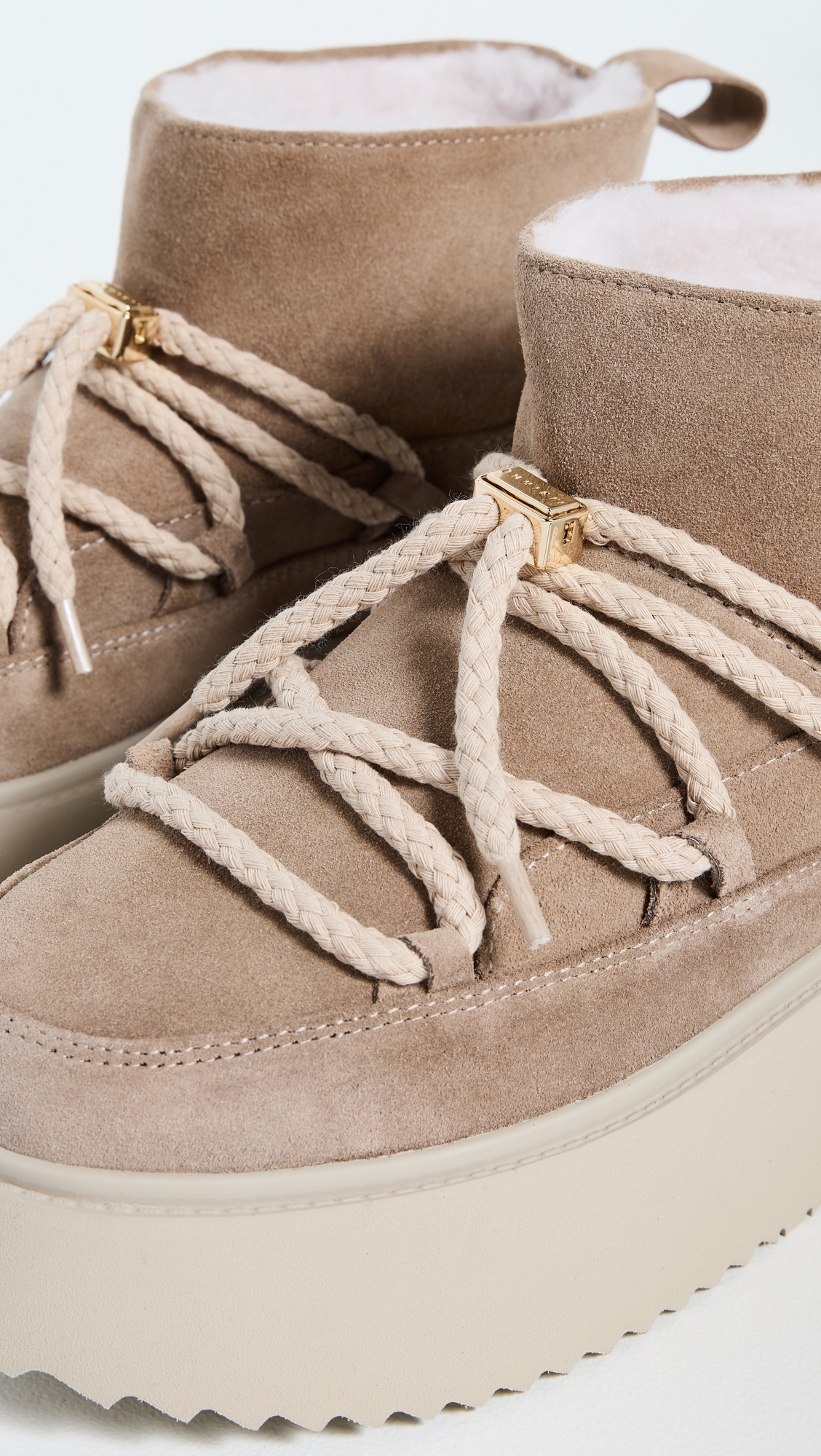Classic Low Platform Boots Beige