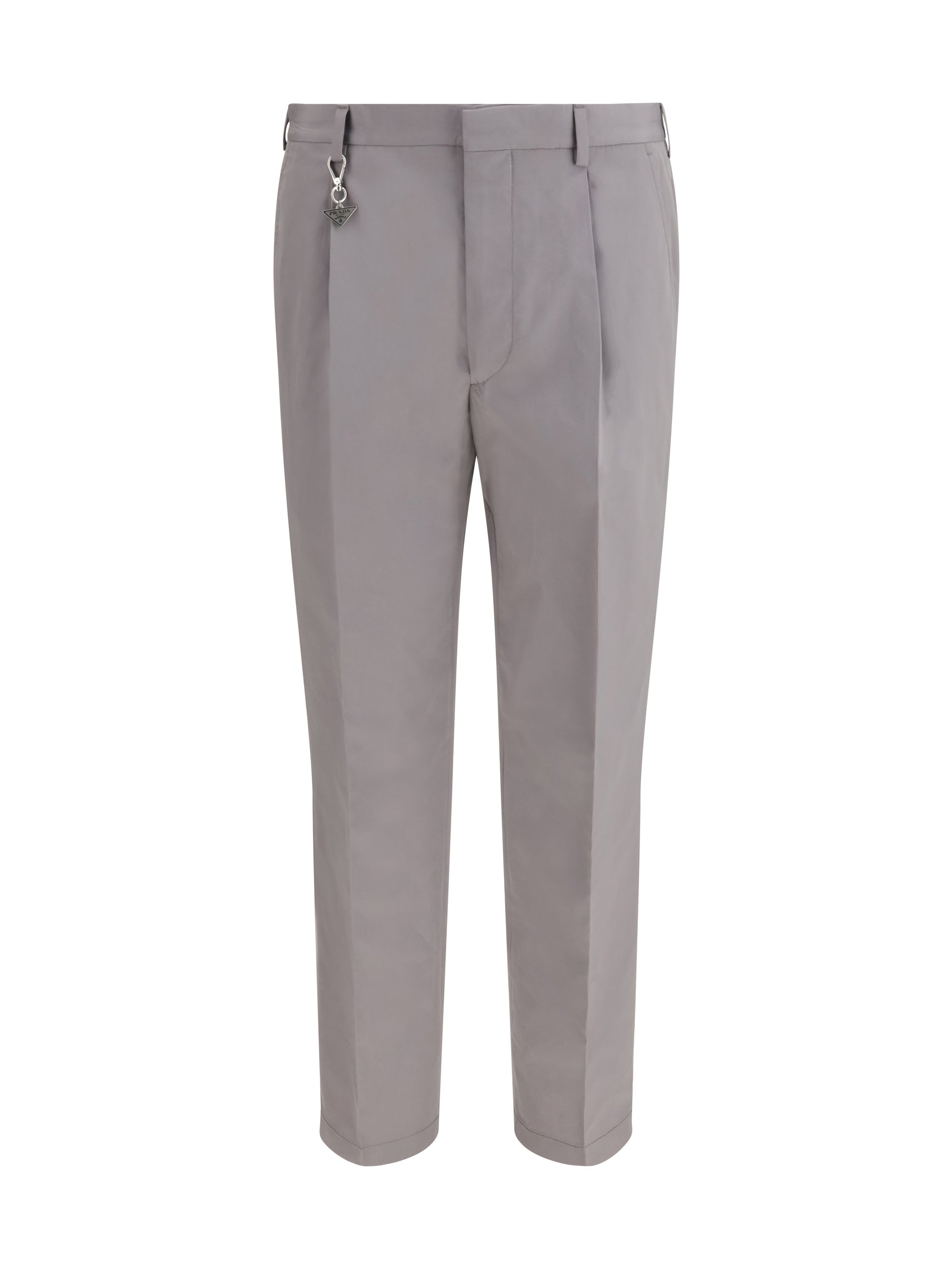 Tailored Cotton Poplin Trousers — Gray